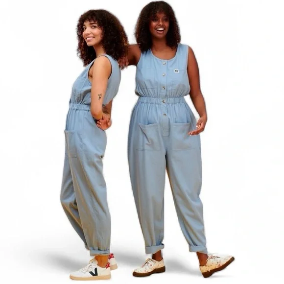 Lucy & Yak Juni 100% Organic Cotton Blue Boiler Jumpsuit W1652 Sz M - Picture 1 of 9